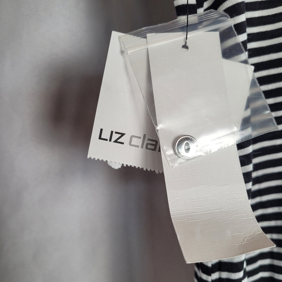 Liz Claiborne NWT Striped Rolltab Sleeve Vneck Tunic 100% Rayon Women's Size M - Picture 6 of 9